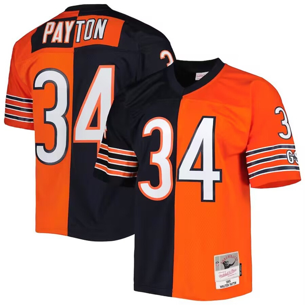 Men's Chicago Bears #34 Walter Payton Navy/Orange Split 1985 Mitchell & Ness Stitched Football Jersey Men's Chicago Bears #34 Walter Payton Navy/Orange Split 1985 Mitchell & Ness Stitched Football Jersey